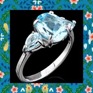 100% NATURAL SKY BLUE TOPAZ (15.1 CTS) GEMSTONE STERLING RING